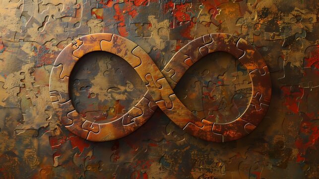 infinity sign from puzzle on brown background