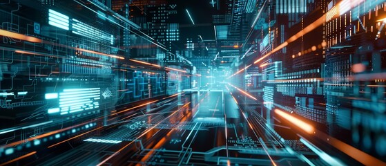 A conceptual hightech environment where AI monitors and optimizes energy usage in realtime