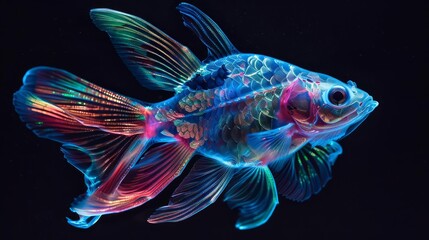 Fototapeta premium A genetically engineered fish designed to glow in bioluminescent colors