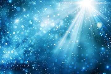 Obraz premium Ethereal cyan light burst on dark cyan backdrop with stunning radiant golden sparkles