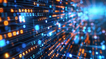 Digital code and binary sequences forming the backdrop of a conceptual hightech background