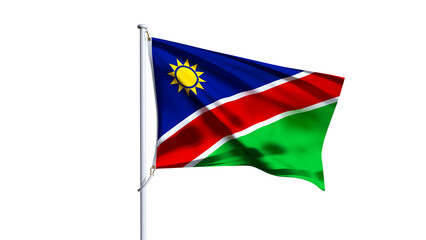 Waving flag of namibia isolated on transparent background.