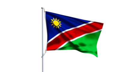 Waving flag of namibia isolated on transparent background.