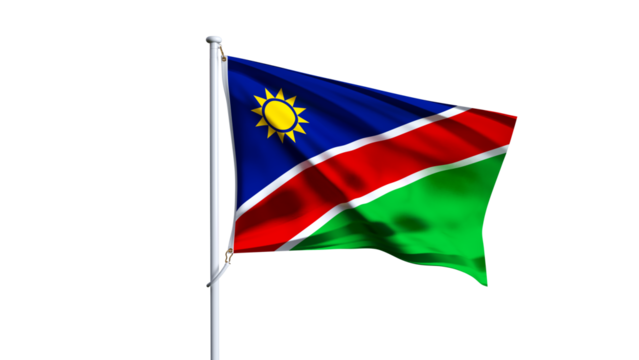 Waving flag of namibia isolated on transparent background.
