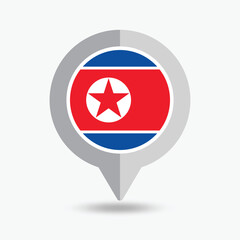 North Korea Location Pin Icon Vector Illustration