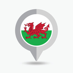 Wales Location Pin Icon Vector Illustration