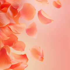 delicate pink rose petals scattered on a soft gradient background - aesthetic beauty and tranquility illustration