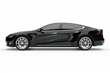 Fototapeta premium Black car isolated on white background, side view