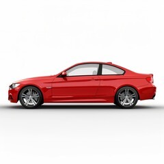 Obraz premium Red car isolated on white background, side view