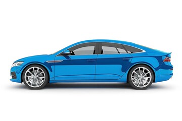 Fototapeta premium Blue car isolated on white background