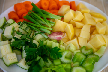 Fresh organic and colorful vegetables selective focus.