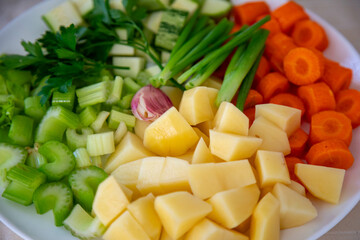 Fresh organic and colorful vegetables selective focus.