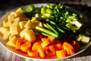 Fresh organic and colorful vegetables selective focus.