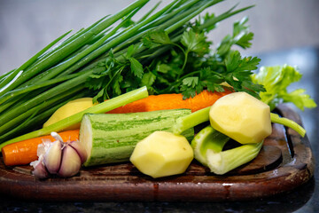 Fresh organic and colorful vegetables selective focus.