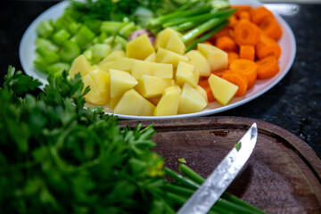 Fresh organic and colorful vegetables selective focus.