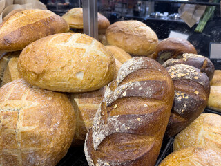 Bread Bakery Items, Loaf, Croissant, Baguettes, Fresh Delicious Food, Shop Display, Whole Wheat Flour