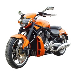 Orange motorcycle isolated on white background