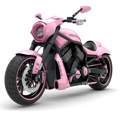 Pink motorcycle isolated on white background