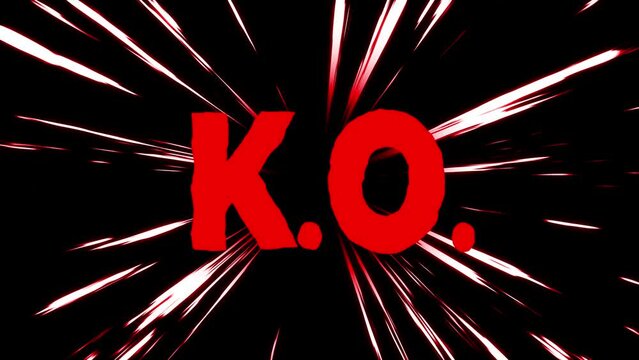 K.O. Anime style lettering animation with superspeed action lines. Great for battles, competitions and challenges