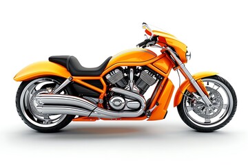 Orange motorcycle isolated on white background