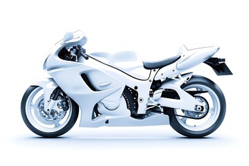 White motorcycle isolated on white background