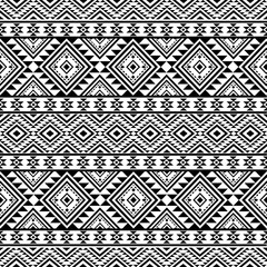 Southwest Aztec geometric Native American Mexican Navajo tribal ethnic seamless pattern fabric black and white design vector for textile printing