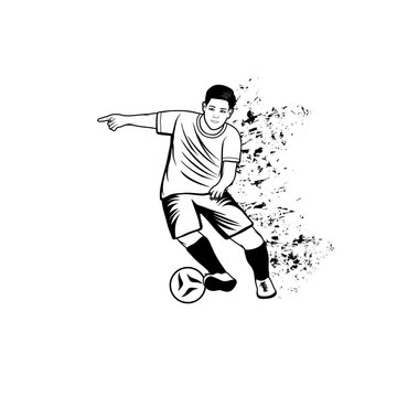 soccer player pointing black and white clip art preview