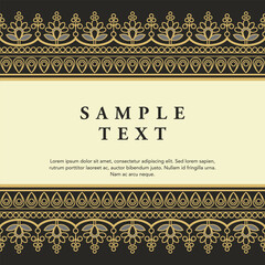 Obraz premium Retro Vintage gold floral Javanese Ornamental pattern elements and embellishments for frame invitation greeting card design