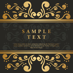 Retro Vintage gold floral Javanese Ornamental pattern elements and embellishments for frame invitation greeting card design