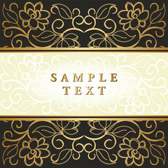 Retro Vintage gold floral Javanese Ornamental pattern elements and embellishments for frame invitation greeting card design