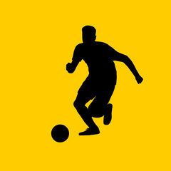 Fototapeta premium silhouette of a man running after a ball vector illustration