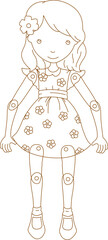 Silhouette sketch vector illustration design drawing of doll with articulation of hand and leg movements 