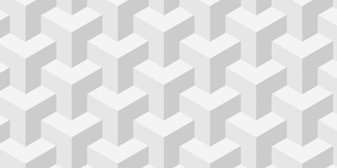 Background of cube geometric pattern grid backdrop triangle background. Abstract cube geometric tile and mosaic wall or grid backdrop hexagon technology. white and gray geometric block cube structure.