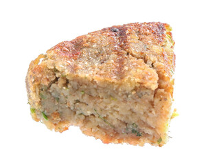 Piece of tasty vegetarian cutlet isolated on white