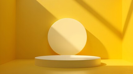 Minimal Podium and scene with 3d render vector in abstract yellow background composition, 3d illustration mock up scene geometry shape platform forms for product display. stage for awards in m