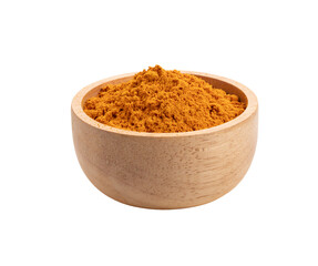 turmeric powder in bowl wooden on transparent png