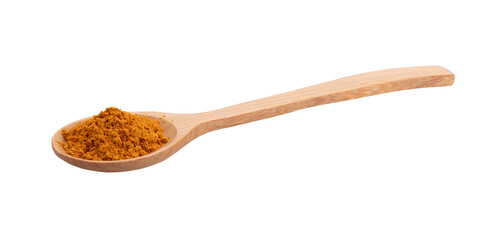 turmeric powder in spoon wooden on  transparent png