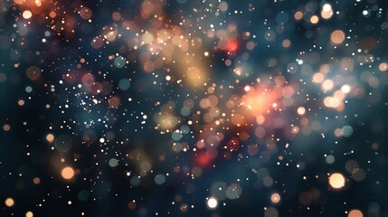 Obraz premium Abstract glowing bokeh background with colorful lights and sparkles, capturing a dreamy and festive atmosphere for various design projects.