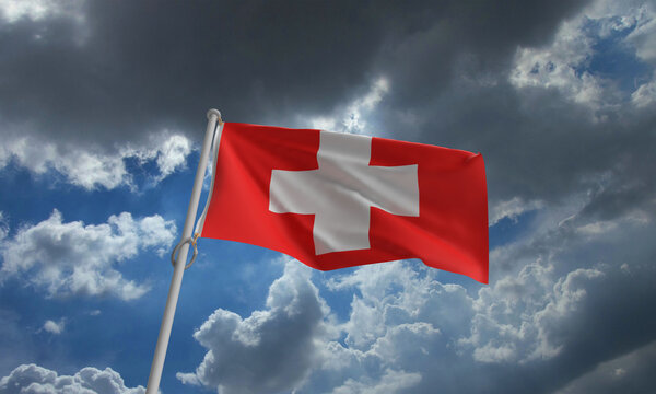 switzerland flag waving blue sky baclground wallpaper cloud sky blue banner 1 august first month date day independence swiss holiday nature winter topview travel culture country event christmas  party
