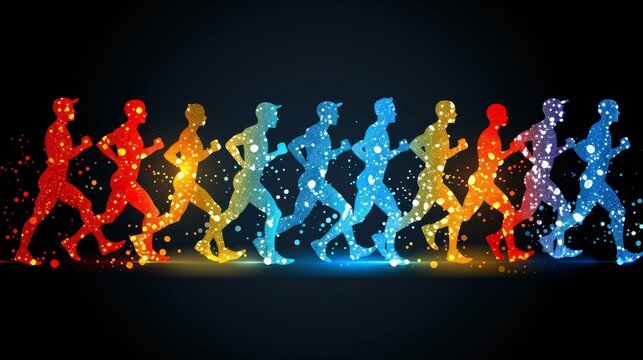 Diverse athletes in various sports on vibrant lgbtq themed background, promoting inclusivity