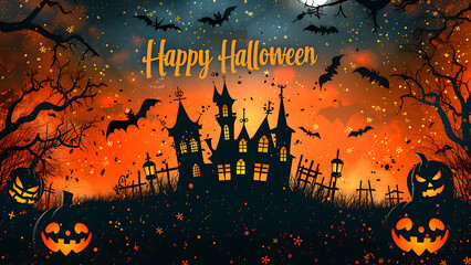 Happy Halloween -  Halloween Scene, Hallows Eve, October, Spooky, Fall, Autumn
