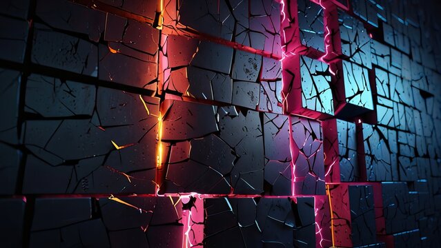 abstract background of cracked wall, cracked brick wall