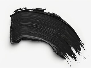 A black stroke of oil paint on a white background. 