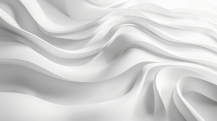 Obraz premium Abstract white waves flow gracefully against a clean background, evoking a sense of purity and simplicity