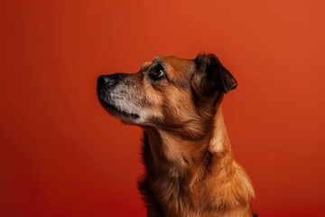 A focused and isolated shot of a dog against a solid-colored backdrop, perfect for design projects