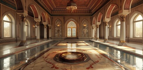 Obraz premium Stylishly lit modern art gallery interior. Contemporary elegance concept