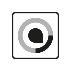 Abstract circular icon. Geometric shape. Black, grey, and white vector. Simple design.