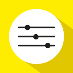 Slider icon vector. Yellow background design. Adjustment control symbol. Simple graphic illustration.