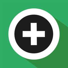 Medical cross icon. Green background vector. Healthcare symbol design. Simple graphic illustration.