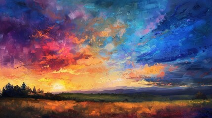 Obraz premium colorful sky after sunset generative ai